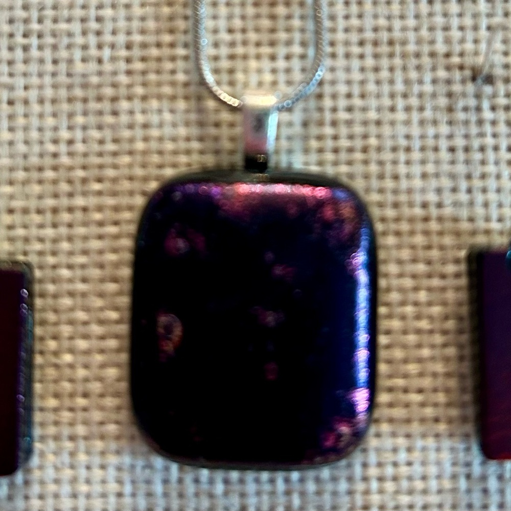Square Purple and Black Pendant Necklace